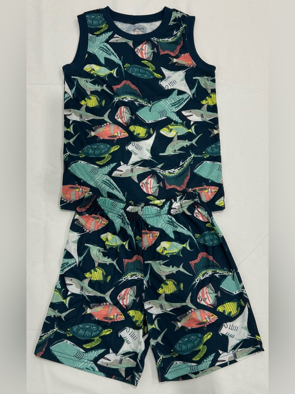 Carter's Boys Shark & Sea Creature Pajama Set Tank & Shorts Size 6